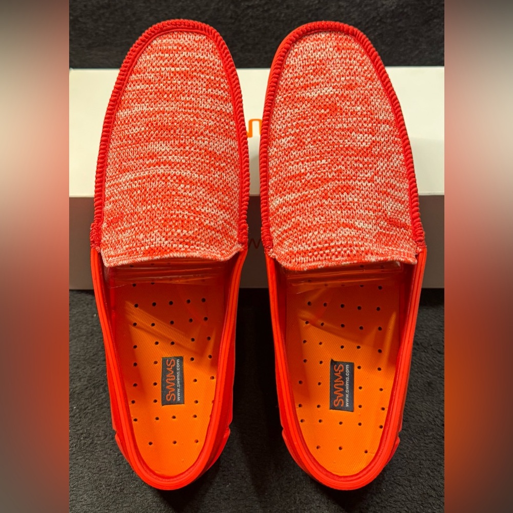 Swims “Classic Venetian” red alert color slip on shoes.  New in box.